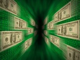 hundred dollar bills entering electronic space
